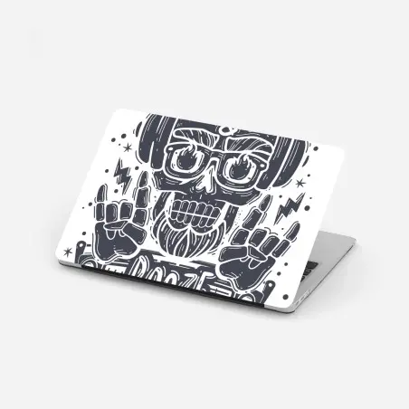 Pegatina para portátil calavera rockera con auriculares y boombox – Pixers®