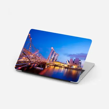 Pegatina para portátil vistas nocturnas en Marina Bay, Singapur – Pixers®