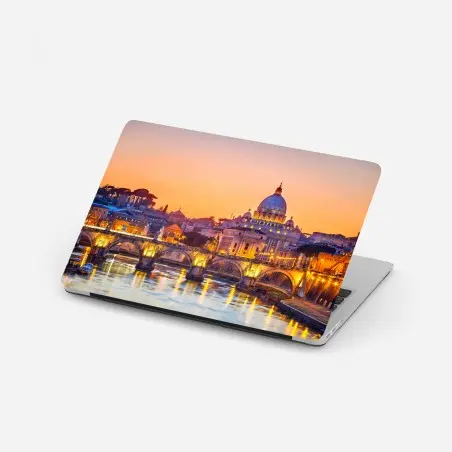 Pegatina para portátil puesta de sol sobre Roma y la Basílica de San Pedro – Pixers®