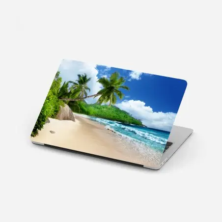 Pegatina para portátil playa tropical de Mahé, Seychelles – Pixers®