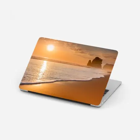 Pegatina para portátil atardecer dorado en la playa – Pixers®