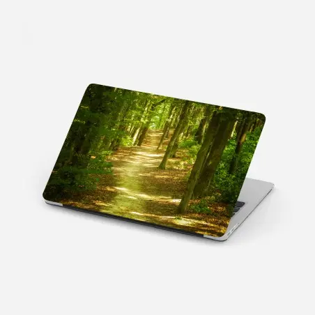 Pegatina para portátil sendero luminoso en el bosque – Pixers®