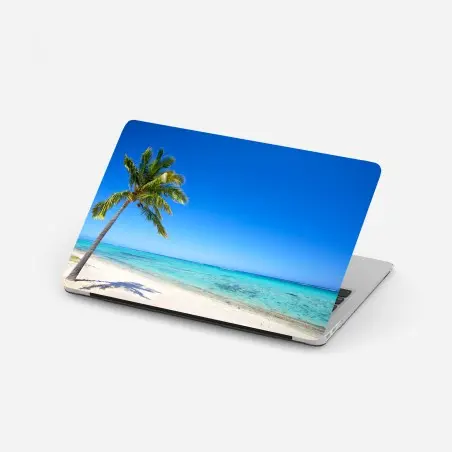 Pegatina para portátil paraíso tropical con palmera junto al mar – Pixers®