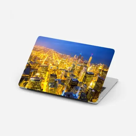 Pegatina para portátil impresionante vista nocturna de Chicago – Pixers®