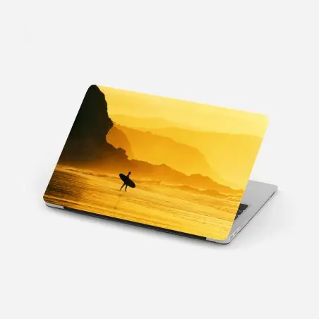 Pegatina para portátil atardecer dorado en la costa – Pixers®