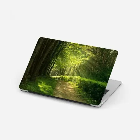 Pegatina para portátil sendero luminoso en el bosque – Pixers®