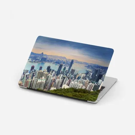 Pegatina para portátil panorámica de Hong Kong al atardecer – Pixers®