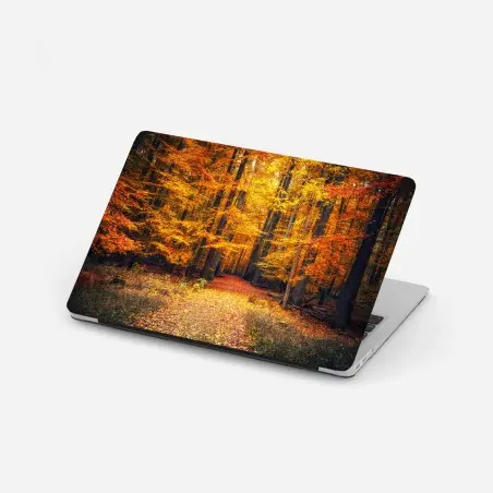 Pegatina para portátil sendero otoñal entre árboles dorados – Pixers®