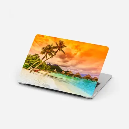 Pegatina para portátil puesta de sol en Bora Bora: paraíso sobre el agua – Pixers®