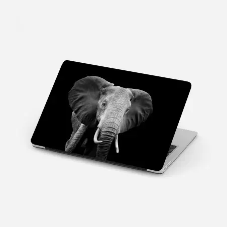 Pegatina para portátil elefante en blanco y negro, mirada majestuosa – Pixers®
