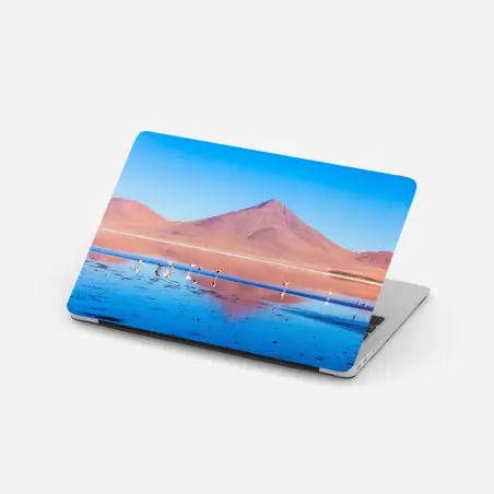 Pegatina para portátil panorámica de Laguna Colorada con flamencos – Pixers®