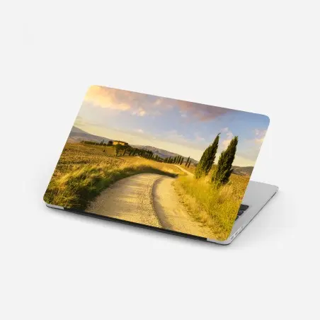 Pegatina para portátil camino rural en la Toscana al atardecer – Pixers®