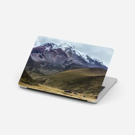 Pegatina para portátil paisaje montañoso nevado con valle dorado – Pixers®