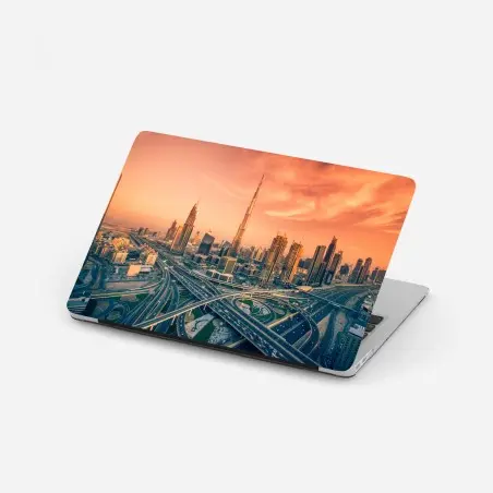 Pegatina para portátil horizonte de Dubai al atardecer – Pixers®
