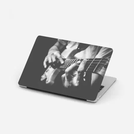 Pegatina para portátil manos sobre el mástil de la guitarra eléctrica – Pixers®