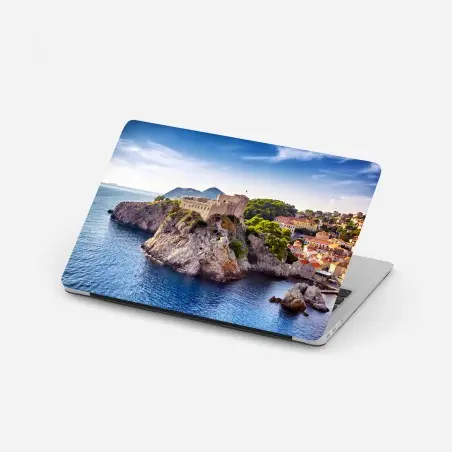 Pegatina para portátil puesta de sol sobre Dubrovnik: fortaleza y murallas – Pixers®