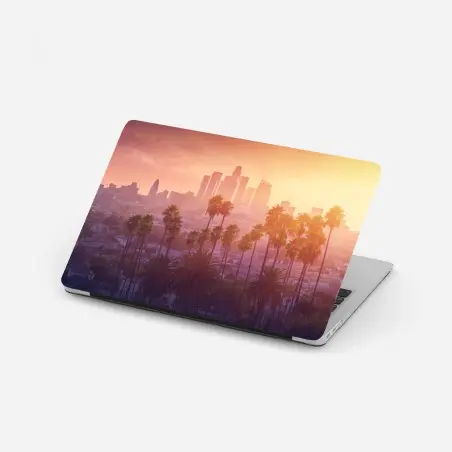 Pegatina para portátil atardecer en Los Ángeles con palmeras – Pixers®
