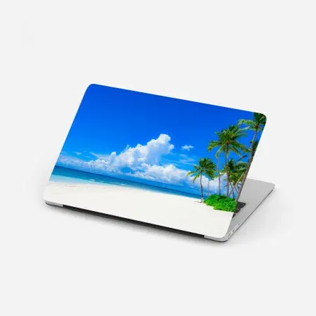 Pegatina para portátil paraíso tropical de palmeras en la playa – Pixers®