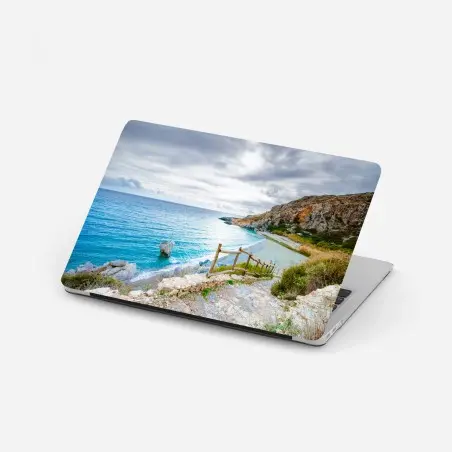 Pegatina para portátil costa tranquila con cala y sendero rocoso – Pixers®