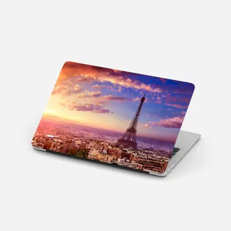 Pegatina para portátil puesta de sol sobre París: torre Eiffel y skyline romántico – Pixers®