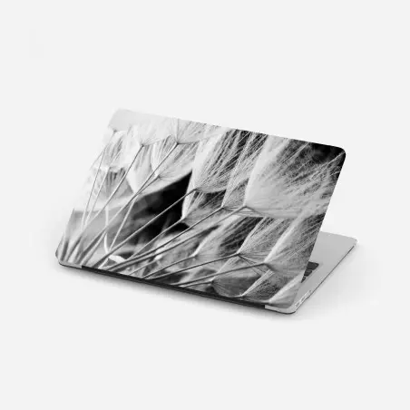 Pegatina para portátil detalle delicado de semillas de diente de león en blanco y negro – Pixers®