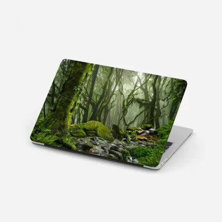 Pegatina para portátil bosque húmedo con arroyo entre rocas – Pixers®