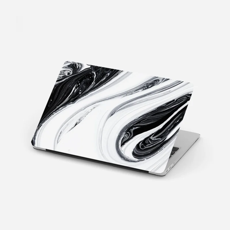 Pegatina para portátil flujo marmóreo en blanco y negro