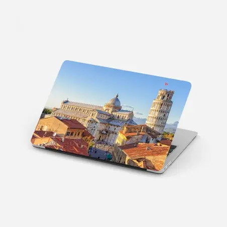 Pegatina para portátil vista panorámica de la catedral y la torre inclinada de Pisa – Pixers®