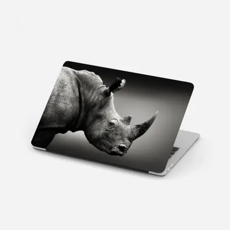 Pegatina para portátil retrato monocromo de rinoceronte de Sudáfrica – Pixers®