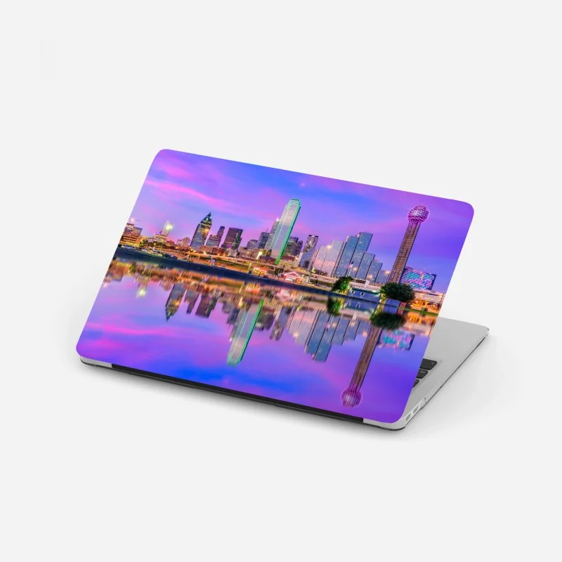 Pegatina para portátil atardecer púrpura sobre Dallas