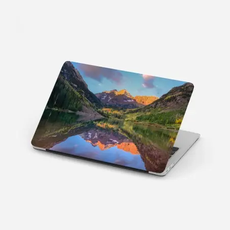 Pegatina para portátil amanecer dorado en Maroon Bells, Colorado – Pixers®