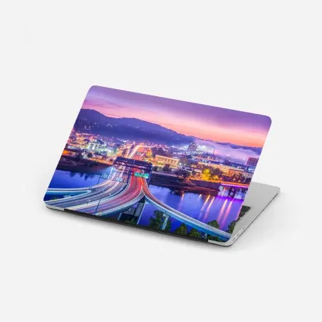 Pegatina para portátil amanecer sobre el skyline de Charleston – Pixers®