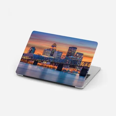 Pegatina para portátil amanecer sobre el skyline de Louisville – Pixers®