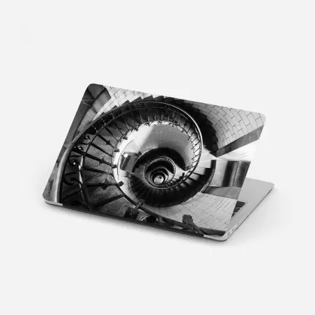 Pegatina para portátil escalera en espiral en blanco y negro – Pixers®