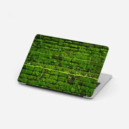 Pegatina para portátil muro verde cubierto de musgo rústico – Pixers®