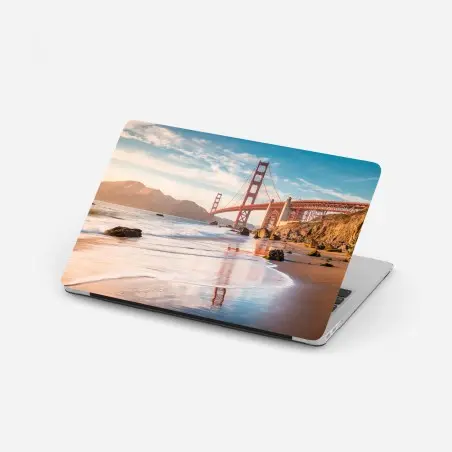 Pegatina para portátil amanecer en el puente Golden Gate – Pixers®