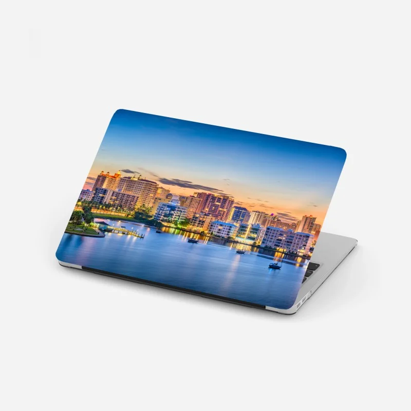 Pegatina para portátil amanecer sobre la bahía de Sarasota
