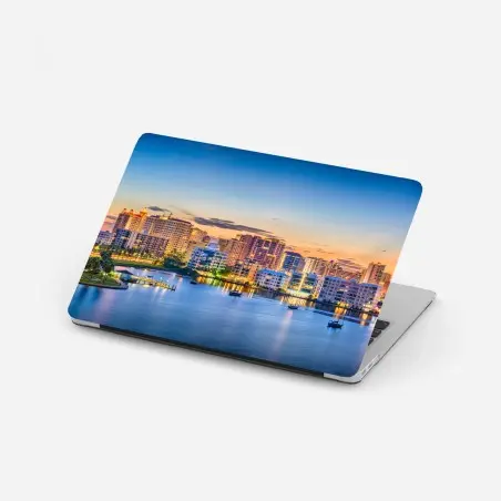 Pegatina para portátil amanecer sobre la bahía de Sarasota – Pixers®