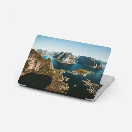 Pegatina para portátil amanecer sobre fiordos y montañas – Pixers®