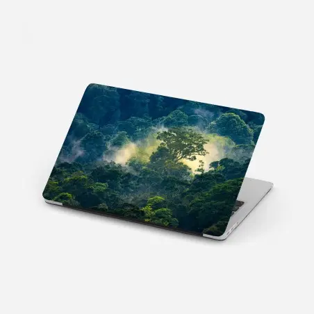 Pegatina para portátil amanecer en la selva neblinosa – Pixers®