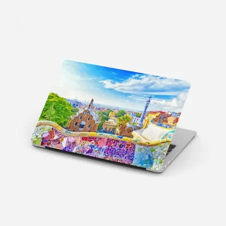 Pegatina para portátil vistas coloridas desde Parque Güell, Barcelona – Pixers®