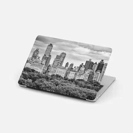 Pegatina para portátil panorama en blanco y negro de Manhattan – Pixers®