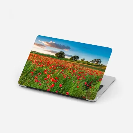 Pegatina para portátil campo de amapolas en Corbridge, Northumberland – Pixers®