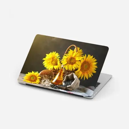 Pegatina para portátil girasoles y semillas: composición rústica y soleada – Pixers®