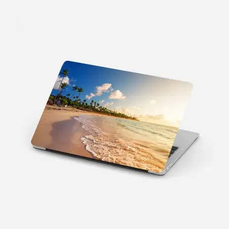 Pegatina para portátil puesta de sol tropical con palmeras – Pixers®