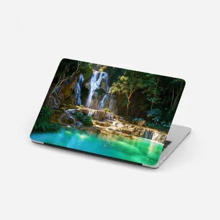 Pegatina para portátil oasis de cascadas y agua turquesa – Pixers®
