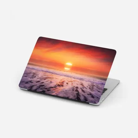 Pegatina para portátil atardecer dorado en la playa – Pixers®
