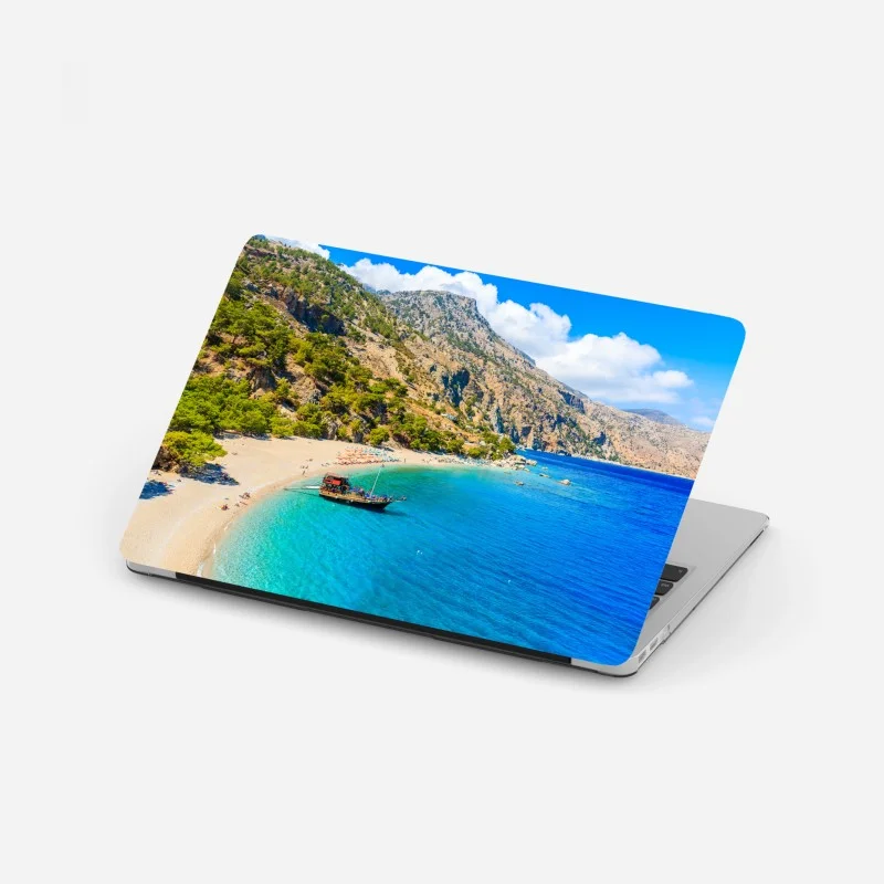 Pegatina para portátil bahía turquesa en Apella, Karpathos