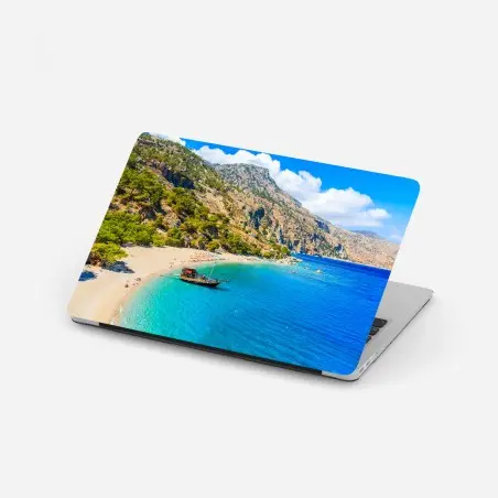 Pegatina para portátil bahía turquesa en Apella, Karpathos – Pixers®