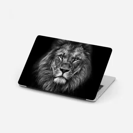 Pegatina para portátil retrato majestuoso de león en blanco y negro – Pixers®